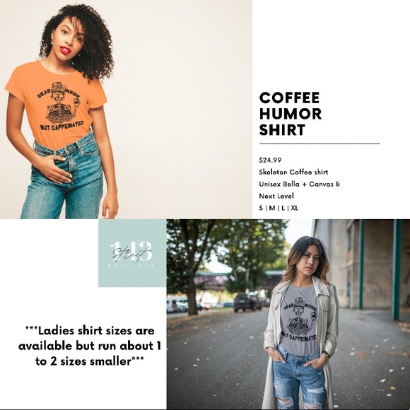 Skeleton Coffee ☕️ Humor Tee - Picture 4 of 4